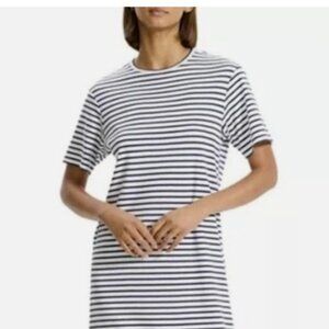 Theory Clinton White Black Striped Midi Easy Tee Knit Dress - S